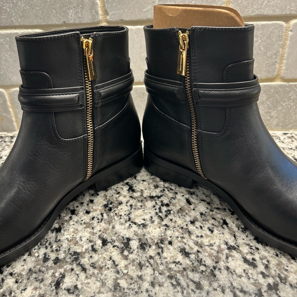 Michael Kors Black Ankle Booties with Gold Hardware - Picture 3 of 9